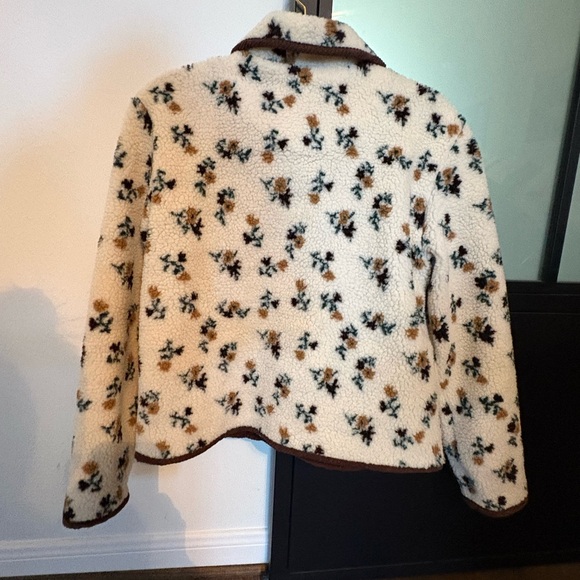 Cream and Brown Floral Teddy Jacket - Picture 5 of 7